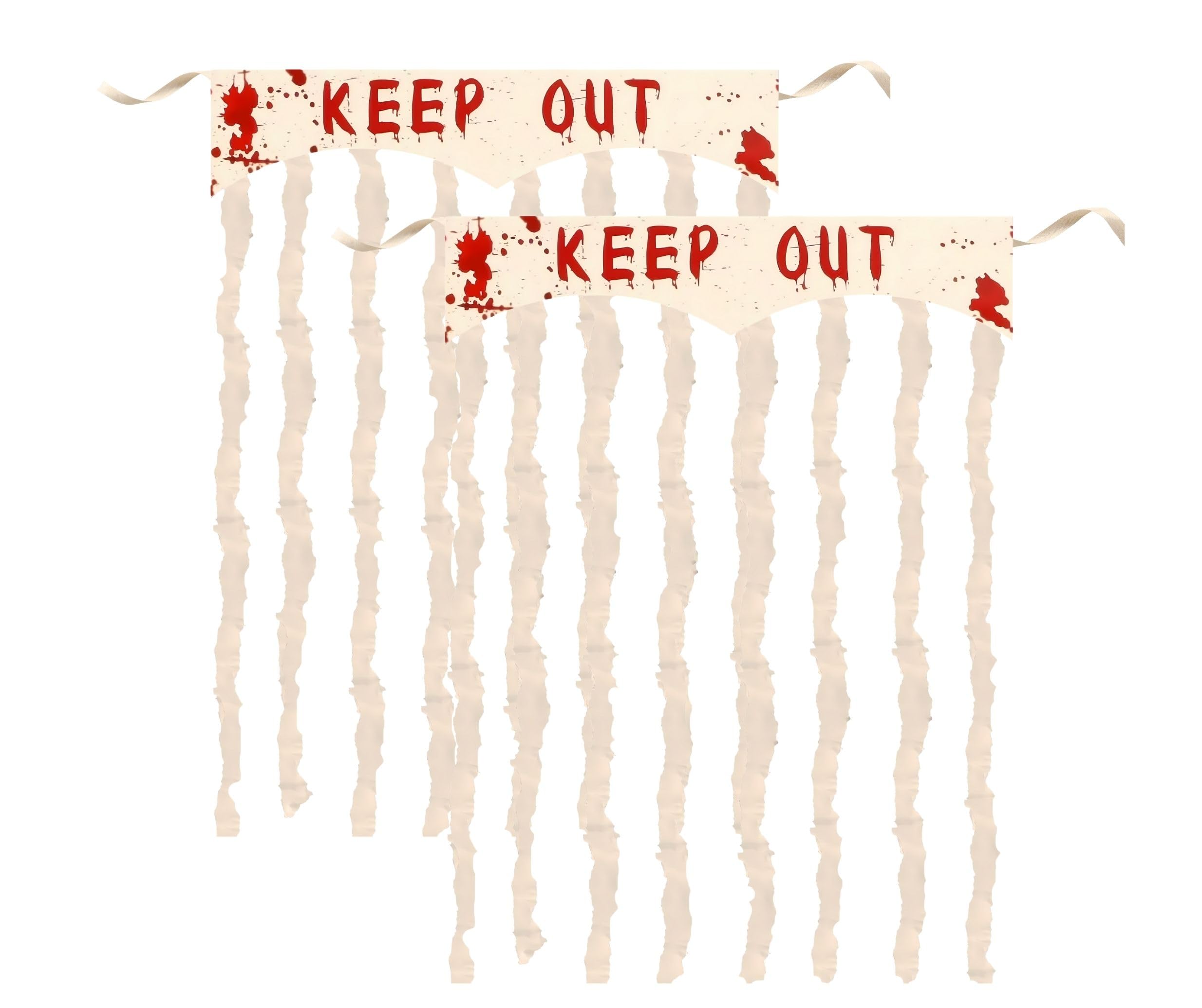 AKH® Halloween Keep Out Bloody Curtain – Spooky Window Decoration, Gothic Room Divider, Scary Halloween Party Decor, Themed Fabric for Haunted House & Halloween Events | Pack Of 2