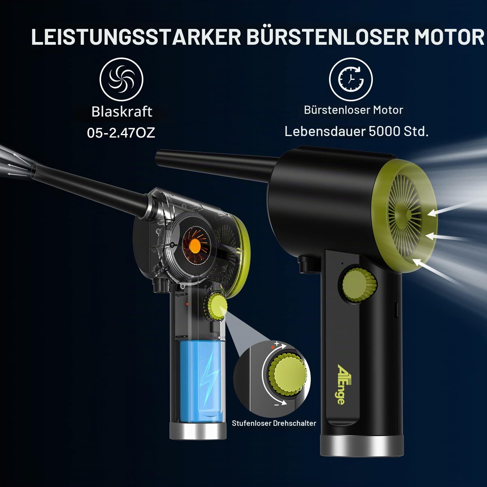 Elektrische Staubgebläse, Air Duster, 41000 RPM PC Reinigungsset, Handheld Schnurloser Luftstaub, Tragbare Druckluftkanne mit USB-Kabel und Reinigungsbürste, für Computer, Tastatur, Auto, Haustierhau