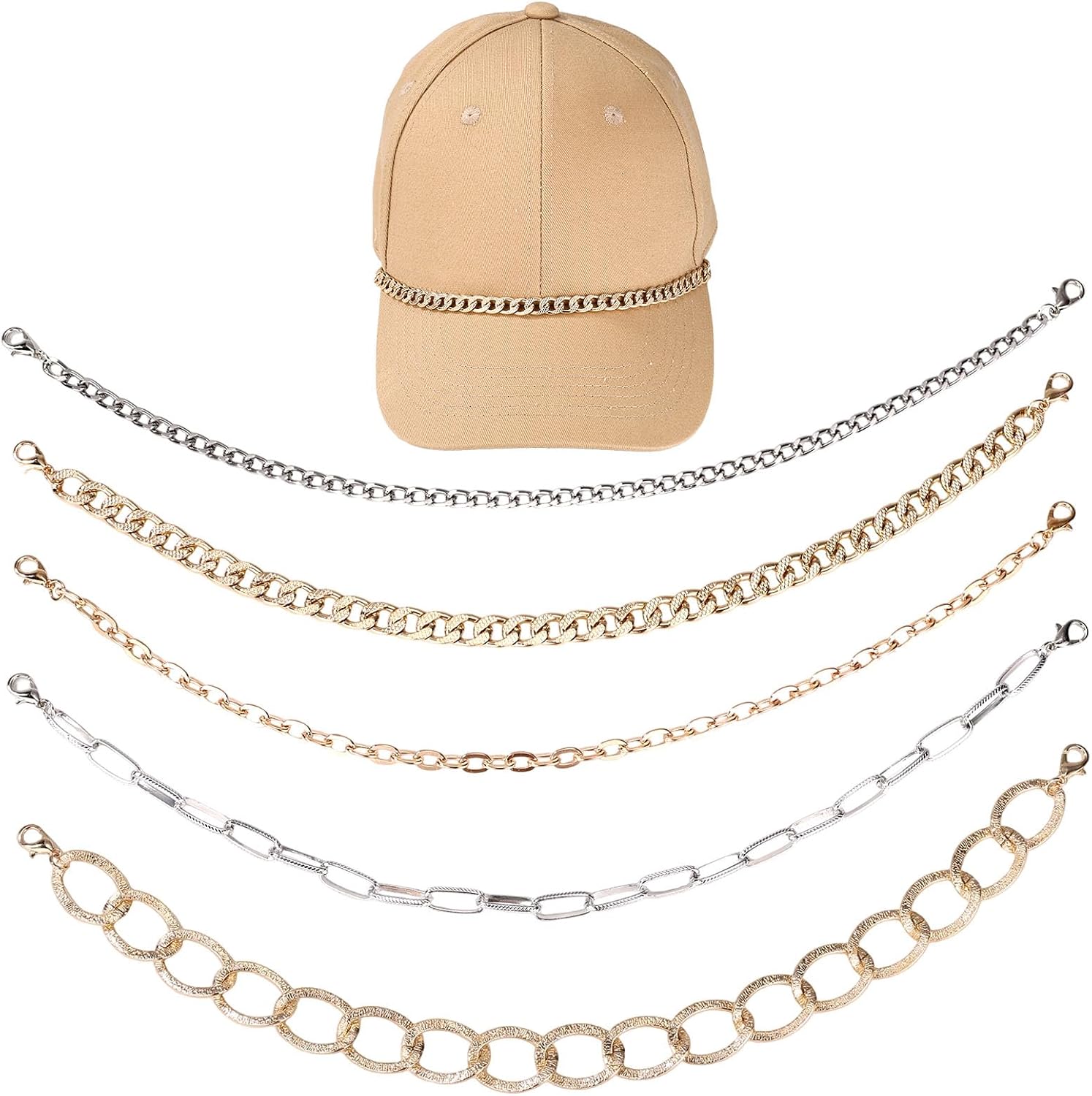 5pcs Trucker Hat Chains, Detachable Baseball Cap Chains Charms Decorations