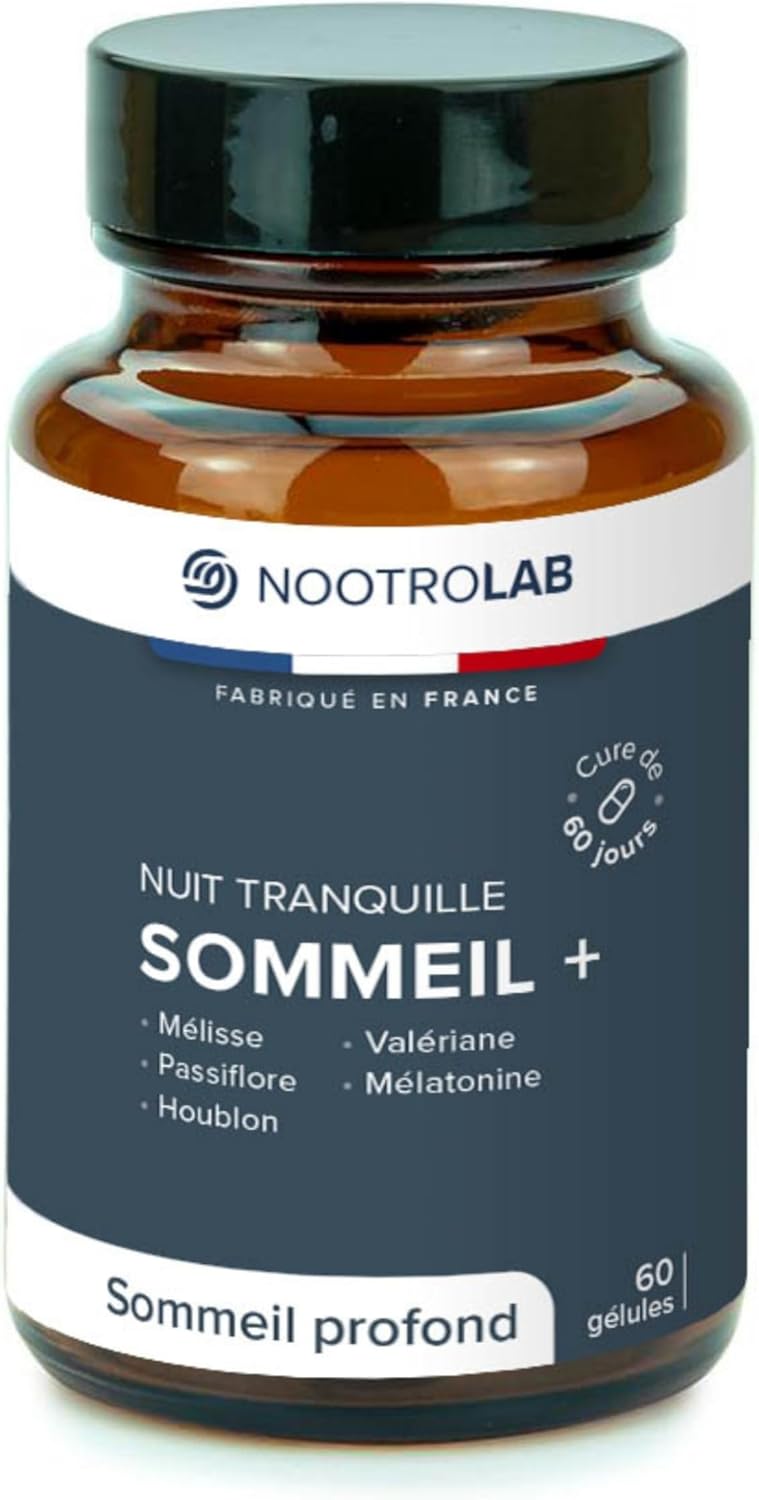 Sleep + Quiet Night | 60 Nights of Deep Sleep | Melatonin 1.9 mg & Plants (Valerian, Passionflower, Lemon Balm, Hops) | Fast Sleep | Made in France | Natural