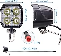Vista 2 de Faro eléctrico para bicicleta, 4 piezas LED de 400 lúmenes, compatible con 24 V, 36 V, 48 V, conector impermeable de 2 pines, luz delantera