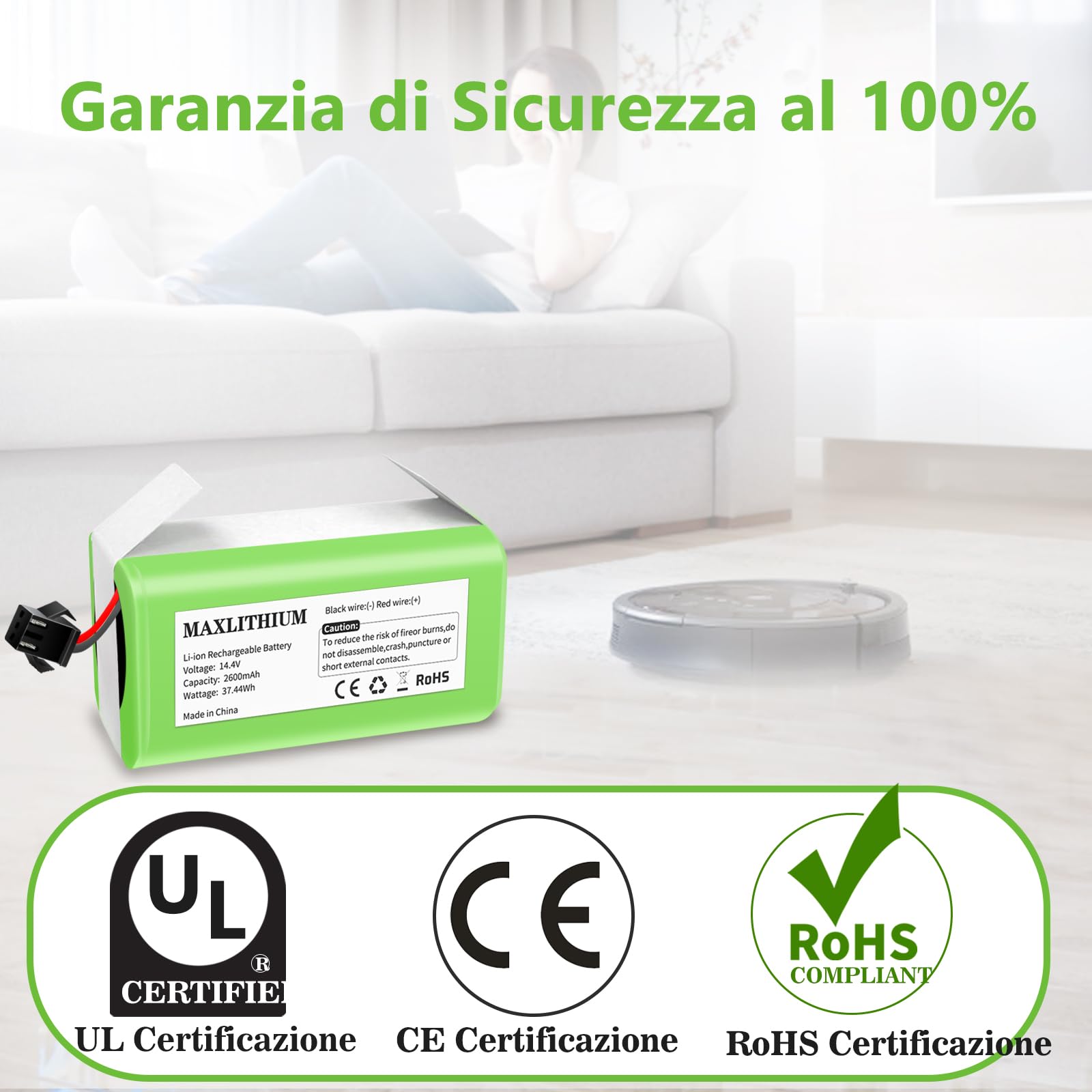 14.4V 2600mAh Li-ion Batteria di Ricambio per IKOHS Netbot S14 S15, Lefant T700, Proscenic 850T, Deebot N79S N79, Eufy RoboVac 11 11S 12 15C 15C Max 15T 30 30C 35C, Conga Excellence 990 950 1090