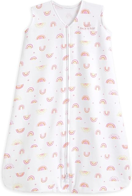 HALO Baby Sleeping Bag | 0.5 TOG SleepSack | 100% Cotton, Sunshine Rainbows Sleeping Sack For Newborn Babies | Easy Zip Access Nappy Change | Lullaby Trust Partners | Unisex, Boys & Girls, 0-6 Months