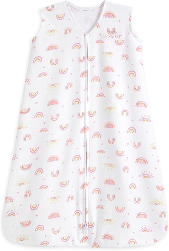 HALO SleepSack, 100% Cotton Wearable Blanket, Swaddle Transition Sleeping Bag, TOG 0.5, Sunshine Rainbows, Medium, 6-12 Months