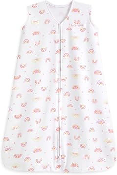 HALO Sleepsack, 100% Cotton Wearable Blanket, Swaddle Transition Sleeping Bag, TOG 0.5, Sunshine Rainbows, Large