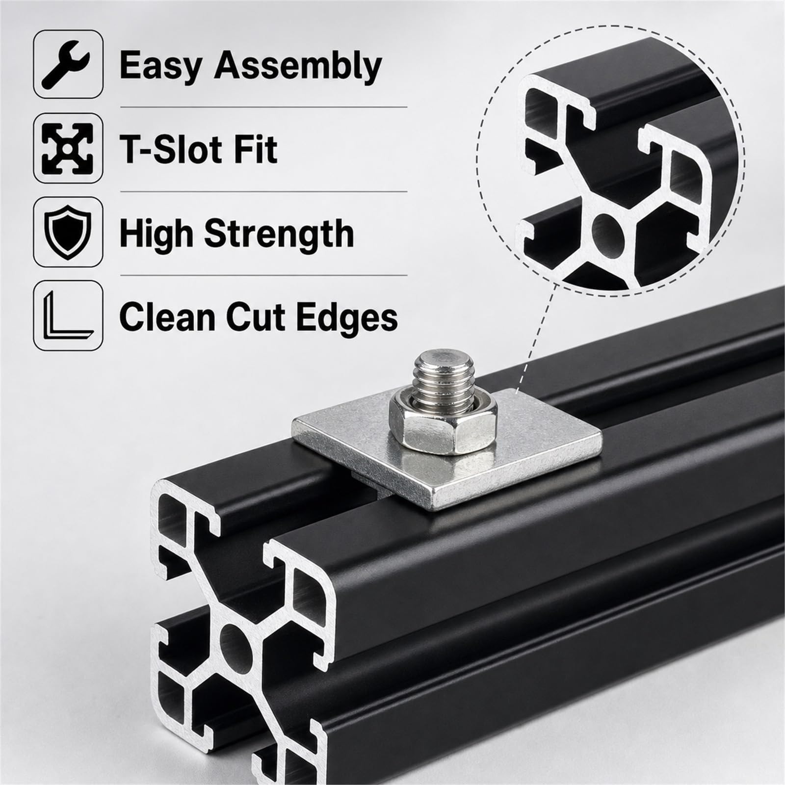 Aluminiumprofil Schwarz,Aluminium Alu Profil Eloxiert,Aluminiumprofil Extrusions Eloxierte Linearschiene,Hohe WitterungsbestäNdigkeit,FüR Rahmenbau Und Montage