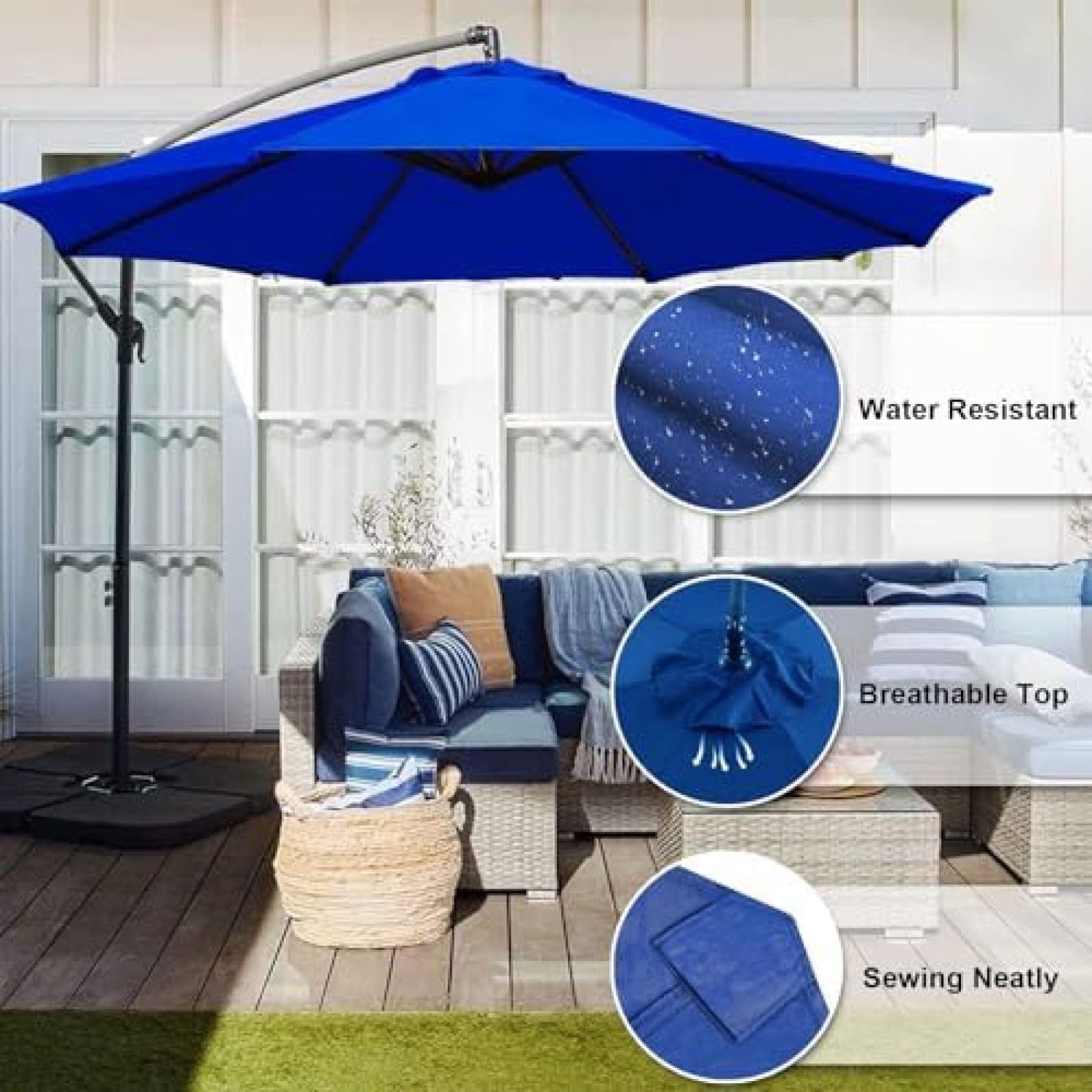 Wasserdichte Schirmhülle für 2-3,5 m Schirme, 6/8 Rippen, strapazierfähiges Gewebe, ideal für Terrasse & Pool, UV-beständig, wetterfest, Outdoor-Zubehör
