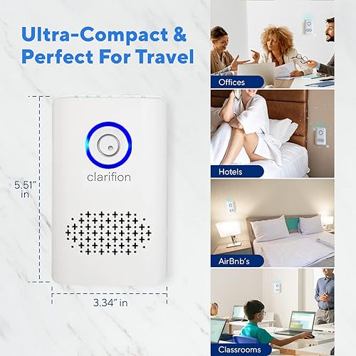 Miniatura 8 de Clarifion ODRx UV-C - Desinfectante de luz (6 unidades) - Filtro HEPA ionizador de aire enchufable, mini purificadores de aire personales para,