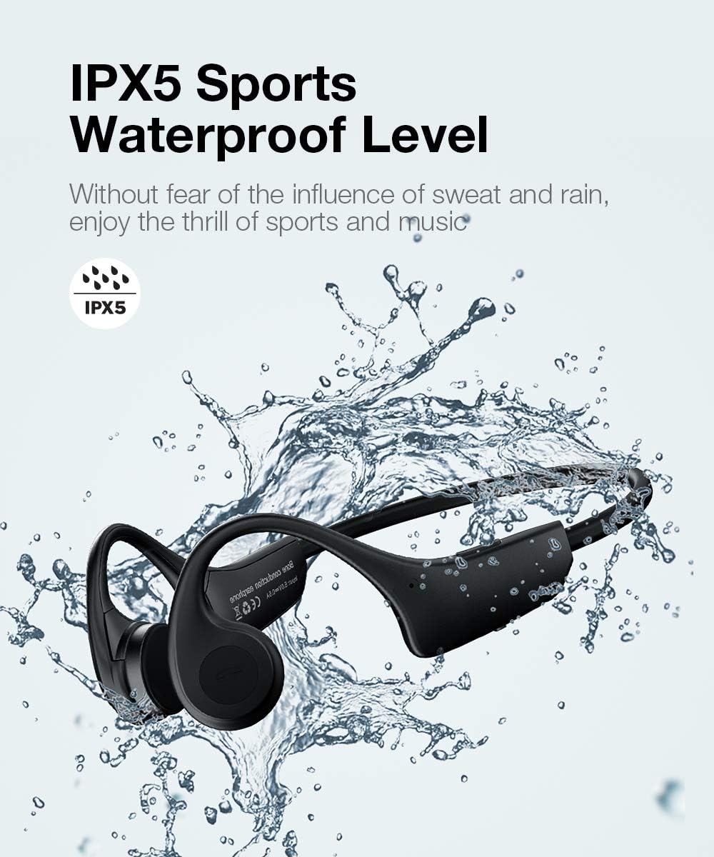 Hot Deals Bone Conduction Headphones Open-Ear Wireless Earphones Bluetooth 5.0 with Built-in 8G Memory Sweatproof Mic Sports Headsets for Running Gym Driving Cycling