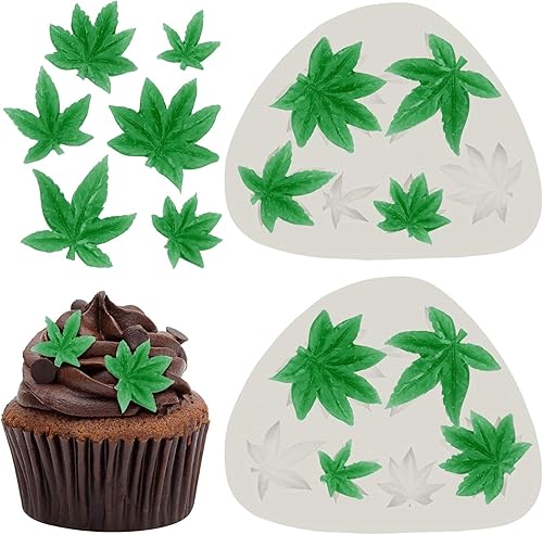Molde de silicona para pastel de hojas de malas hierbas, 2 piezas, molde de silicona para decoración de pasteles, chocolate, caramelo, polímero,