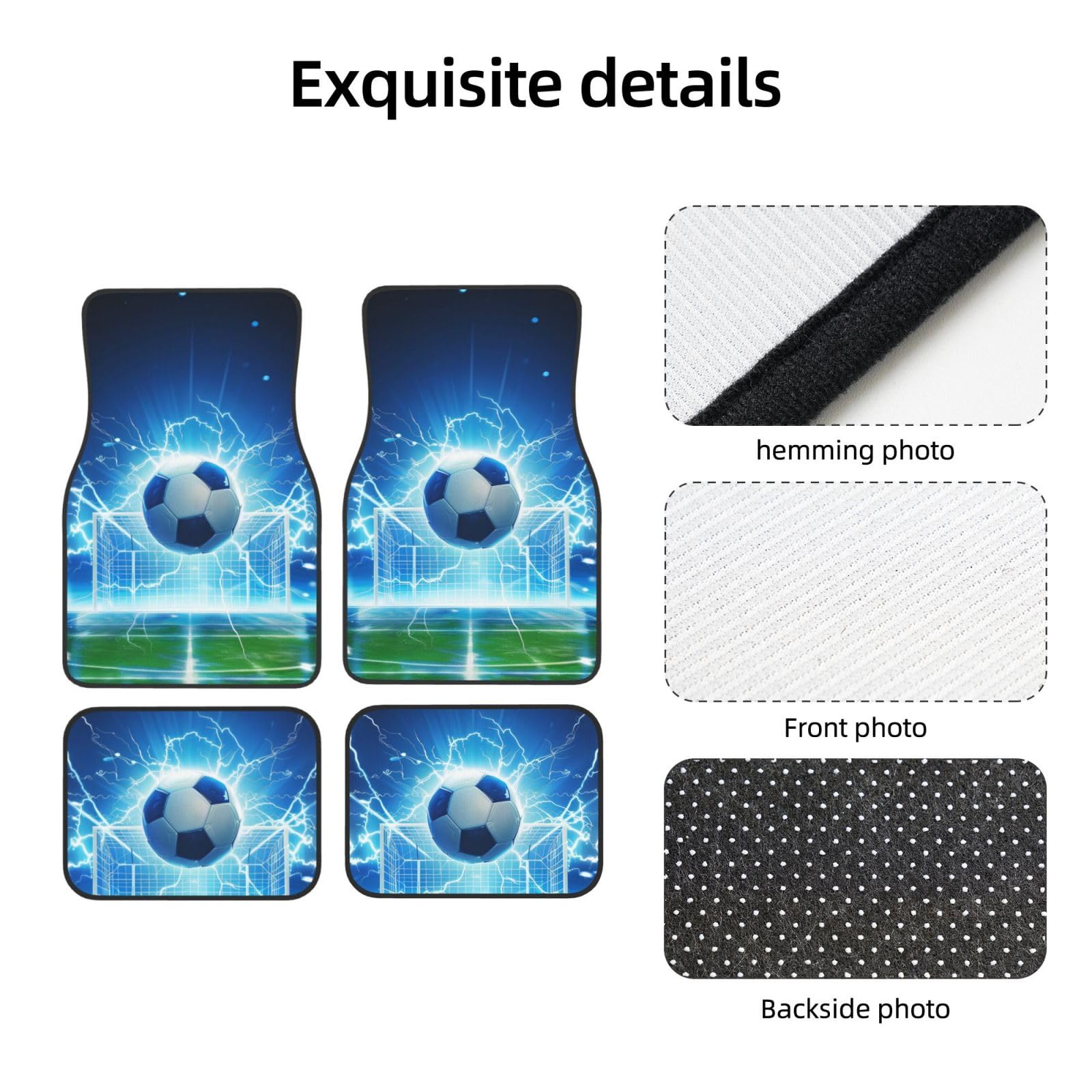 Mexpekil Fußball Lightning Auto Matten 4 Stück Universal Auto Fußmatten Anti Rutsch Auto Fußmatten Dekorative Auto Teppich Protektoren für SUV Van Truck