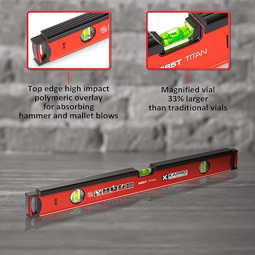 Miniatura 3 de Kapro - Juego de niveles de mampostería 985T y 724 - Niveles de 78" y 32" - No magnético - Cuenta con viales acrílicos calibrados a mano, sitio de