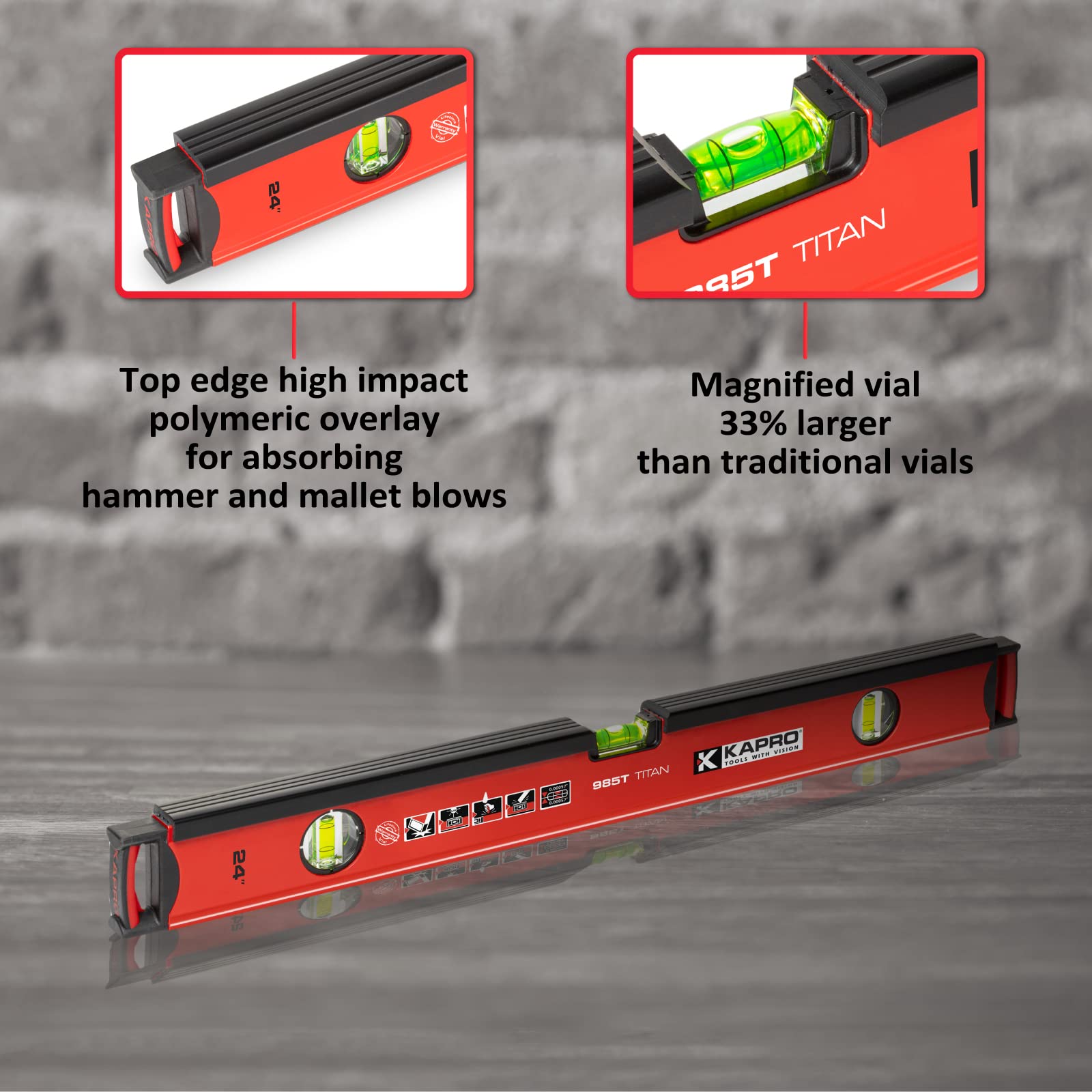 Kapro 48" Titan Mason Box Level - Handless Design -3