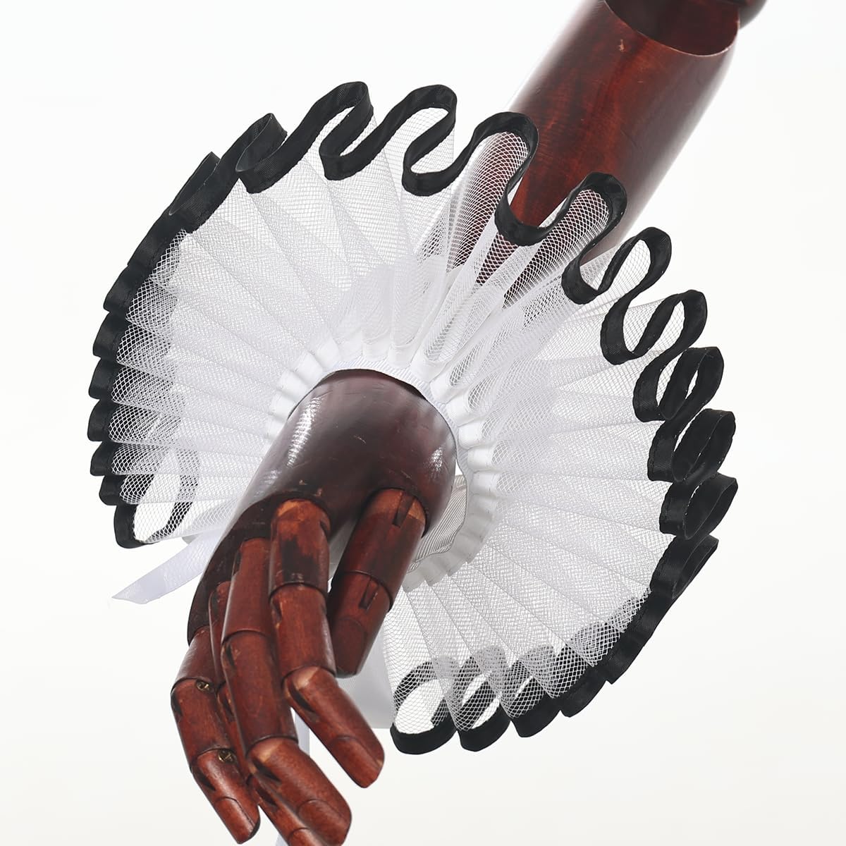 Renaissance Victorian Ruffle Collar and Wrist Cuffs Set Organza Colonial Clown Choker Neck Collar Cuff - Image 5