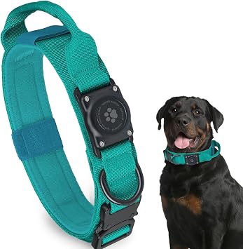 Tactical AirTag Dog Collar, 100% Waterproof Integrated AirTag Holder