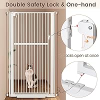 Vista 2 de Puerta extra alta para mascotas de 59 pulgadas, puerta de metal duradera para gatos con doble cerradura de seguridad y puerta de paso, cierre Negro