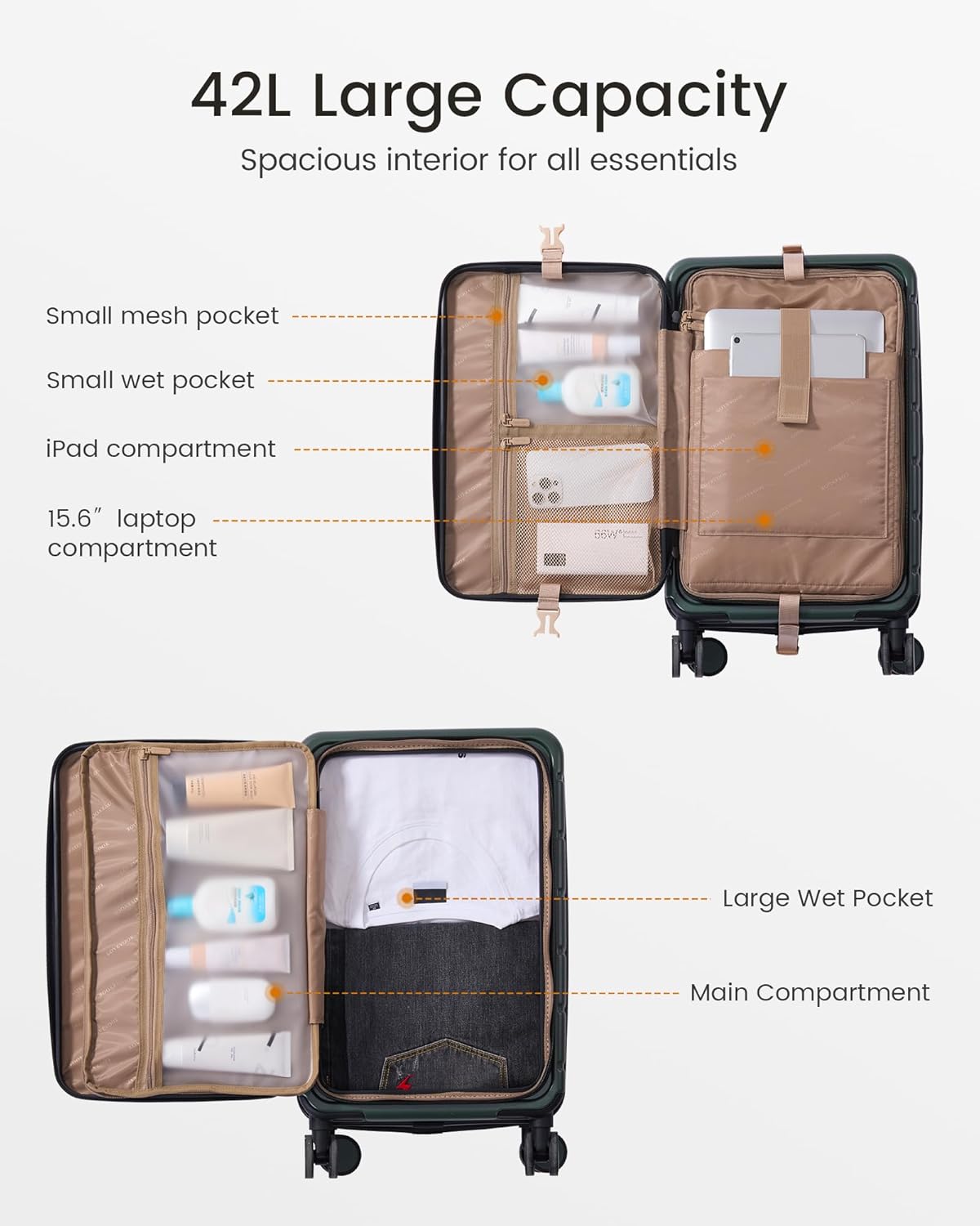 LOVEVOOK Carry On Luggage 22x14x9 Airline Approved with