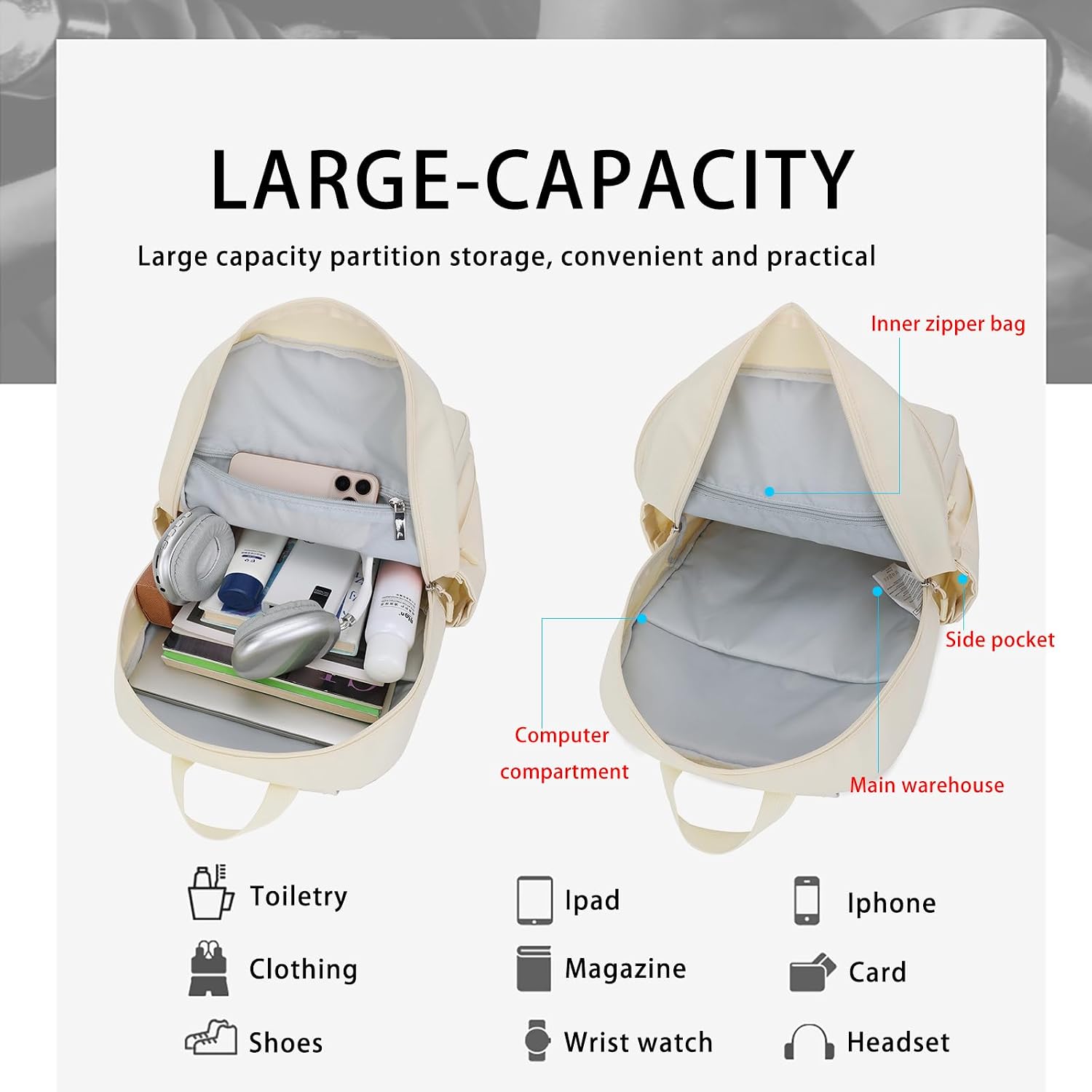 HEAD Waterproof Travel Backpack for Women & Men, Lightweight Laptop Backpack Computer Bags fits 15.6 inch Notebook, Casual Daypack College Backpacks for Weekender Overnight/Sports Gym/Work/Fitness