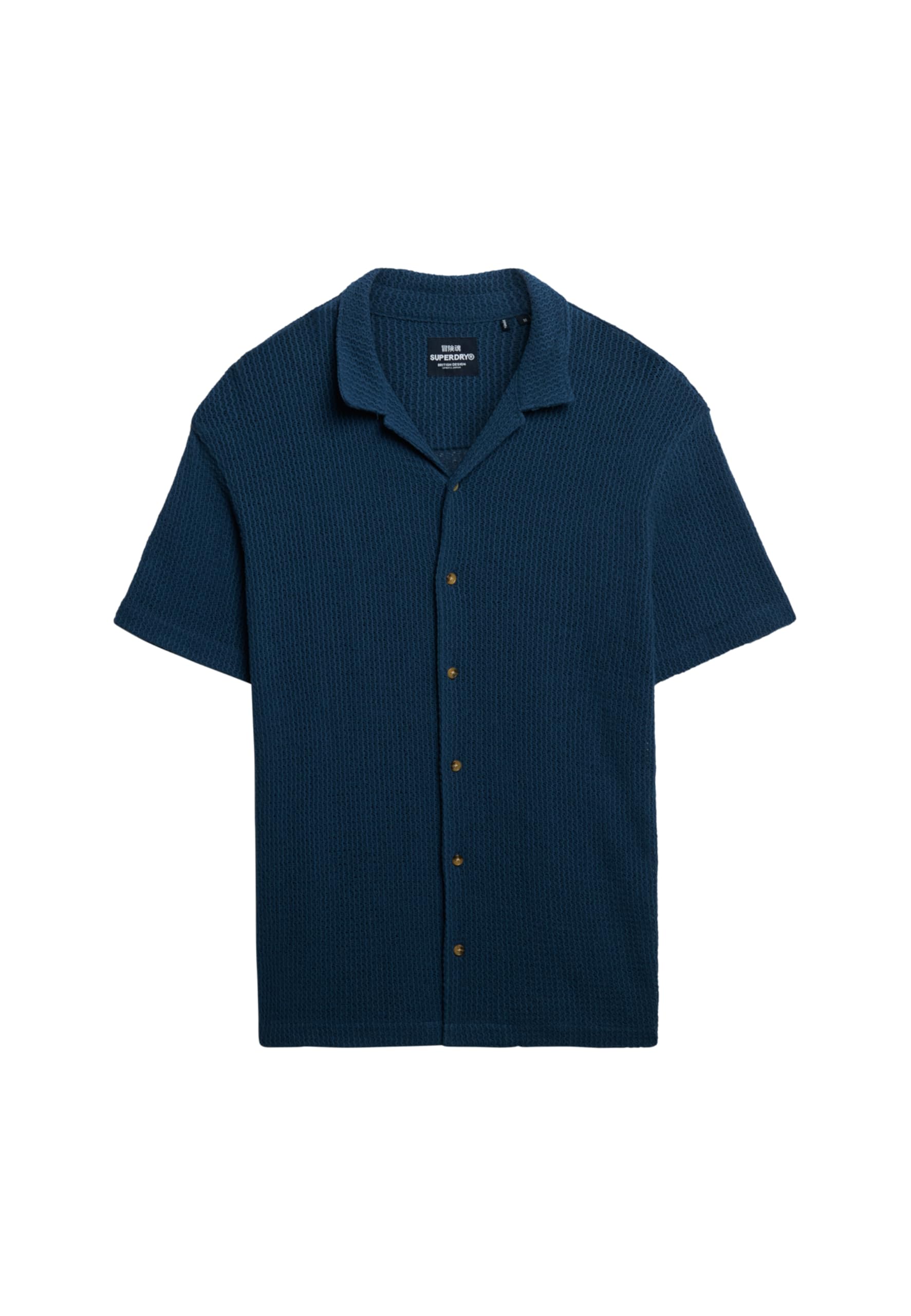 Superdry Men's Faded Navy Short Sleeve Knitted Textured Polo Shirt, 3XL