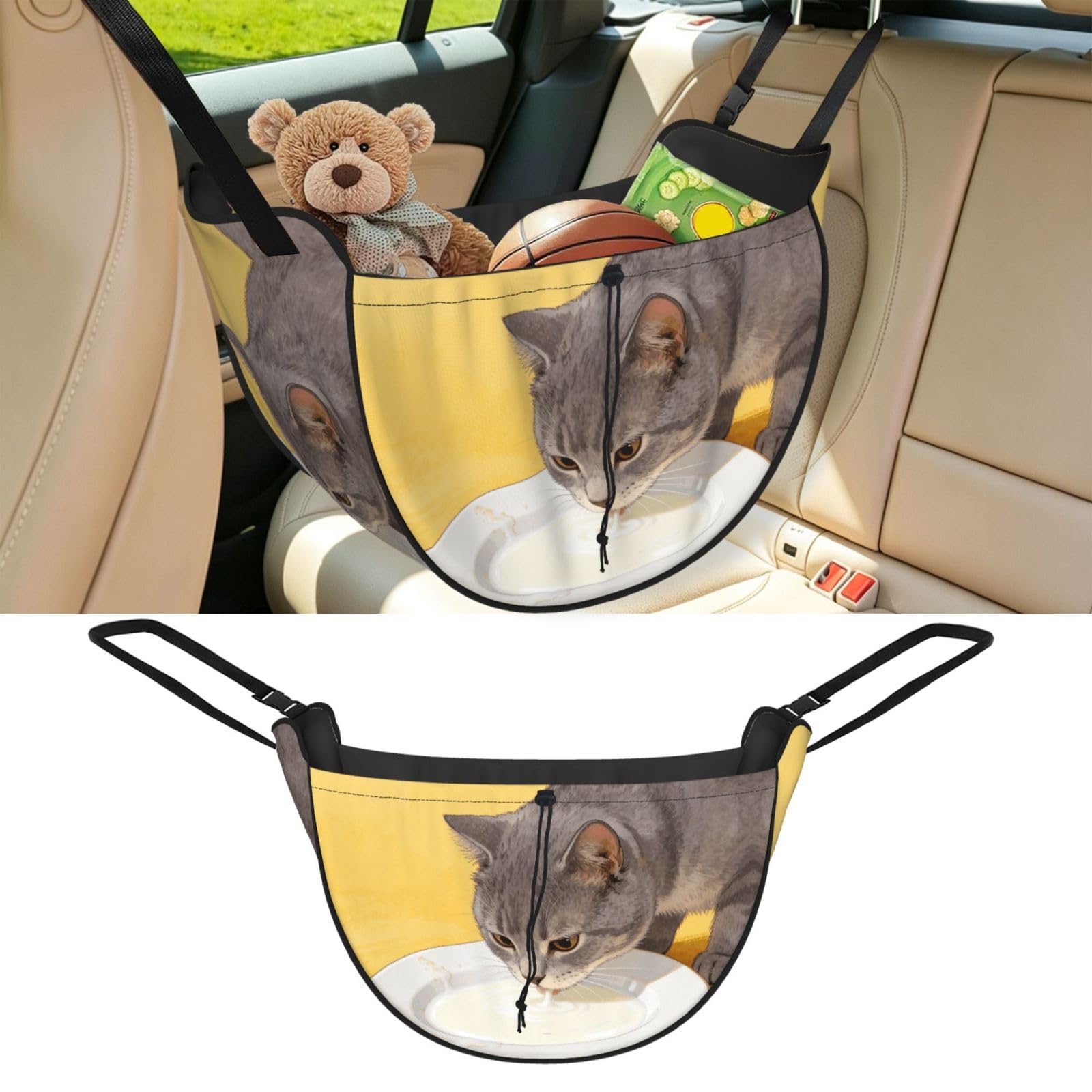 CNTDBU Cat Milk Saucer Car Seat Organizer-Backseat Storage Bag for Travel