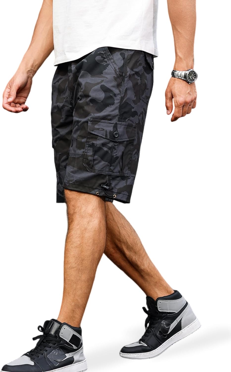 Mens Cargo Shorts with Multi-Pockets | Elastic Waist Cotton Relaxed Fit | 2026 Casual Hiking Fishing Work - Image 4