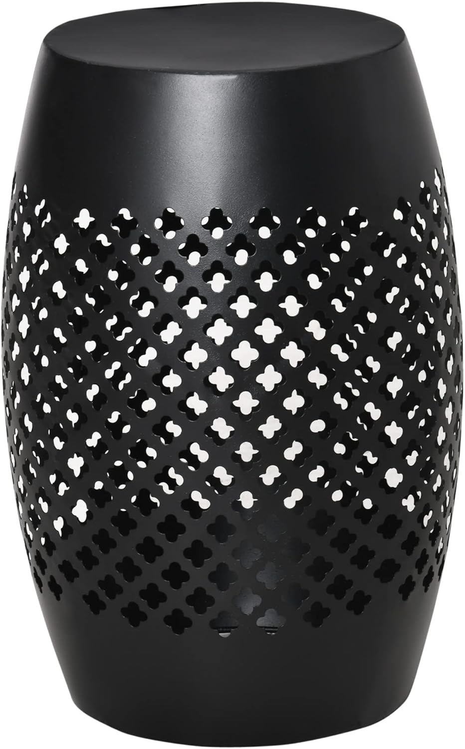 Outsunny 12" Steel Outdoor Side Table, Round Hollow Drum Patio End Table, Accent Table for Indoor and Outdoor, Black