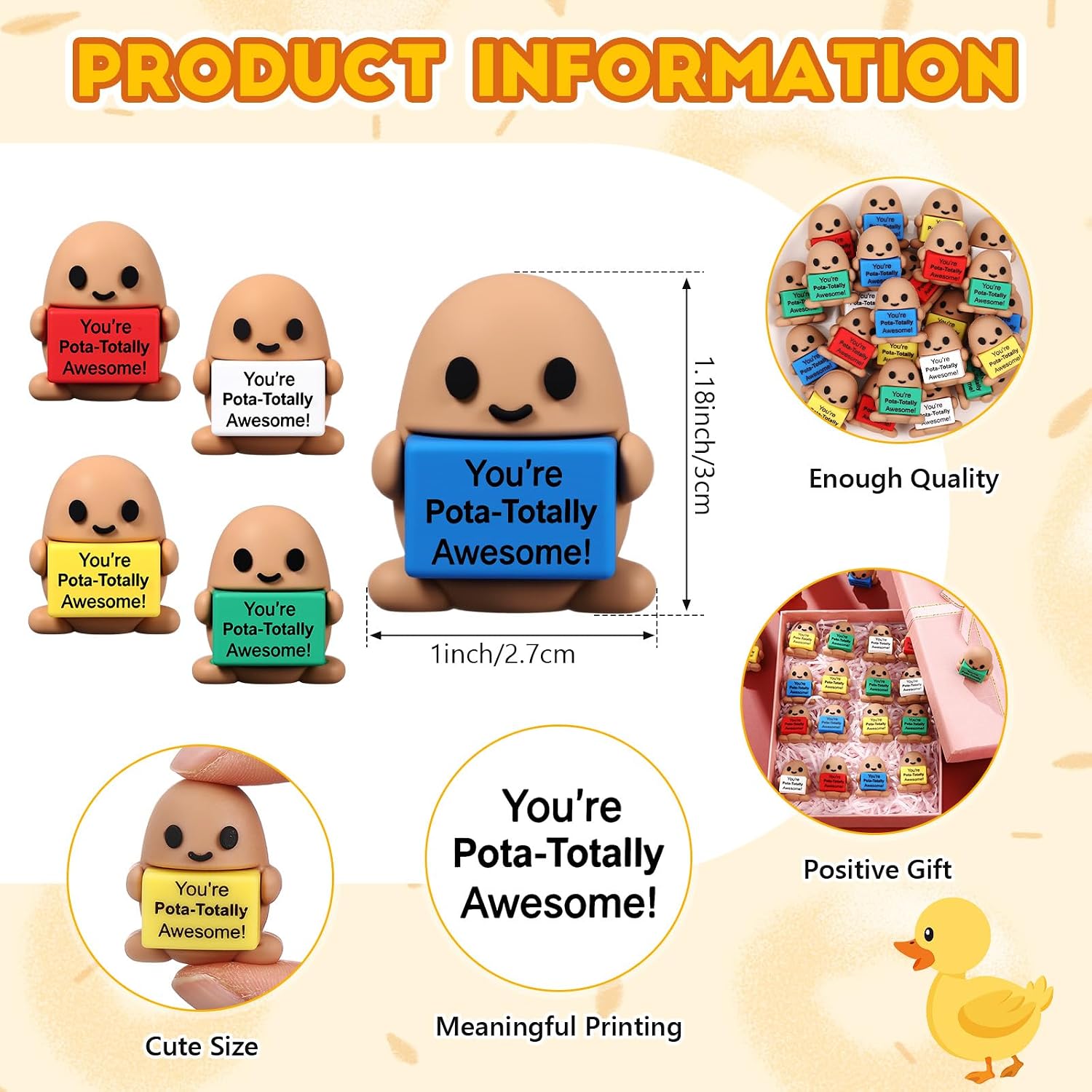 Gejoy 25 Pcs Mini Rubber Colorful Inspirational Potato Toys Positive Figures image 2