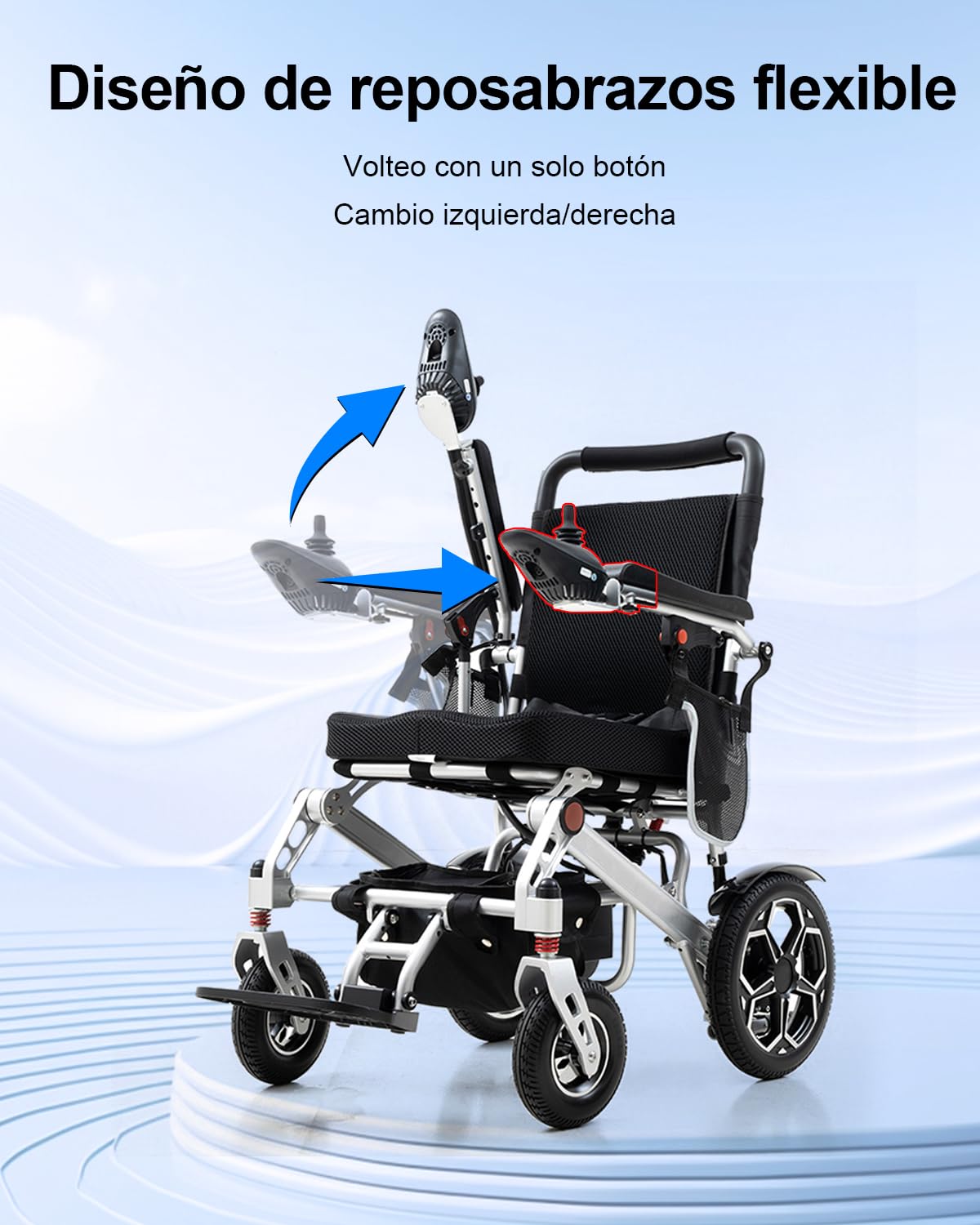 D10 Silla de Ruedas Eléctrica Plegable para Adultos, Potente Motor 500W, Batería Litio Extraíble 12Ah, Autonomía 20KM, Marco Reforzado Aleación de Aluminio, Capacidad 150KG, Aeronave aprobada