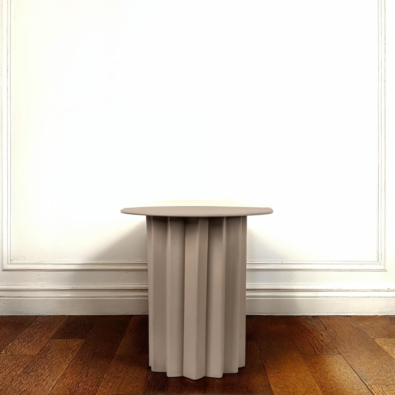 Creative Co-Op Pleated Metal Side Table, Beige