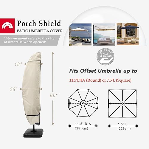 Miniatura 2 de Porch Shield Funda para sombrilla de patio, impermeable, para exteriores, para jardín, con diseño de plátano, se adapta a paraguas voladizo de 7.5 a