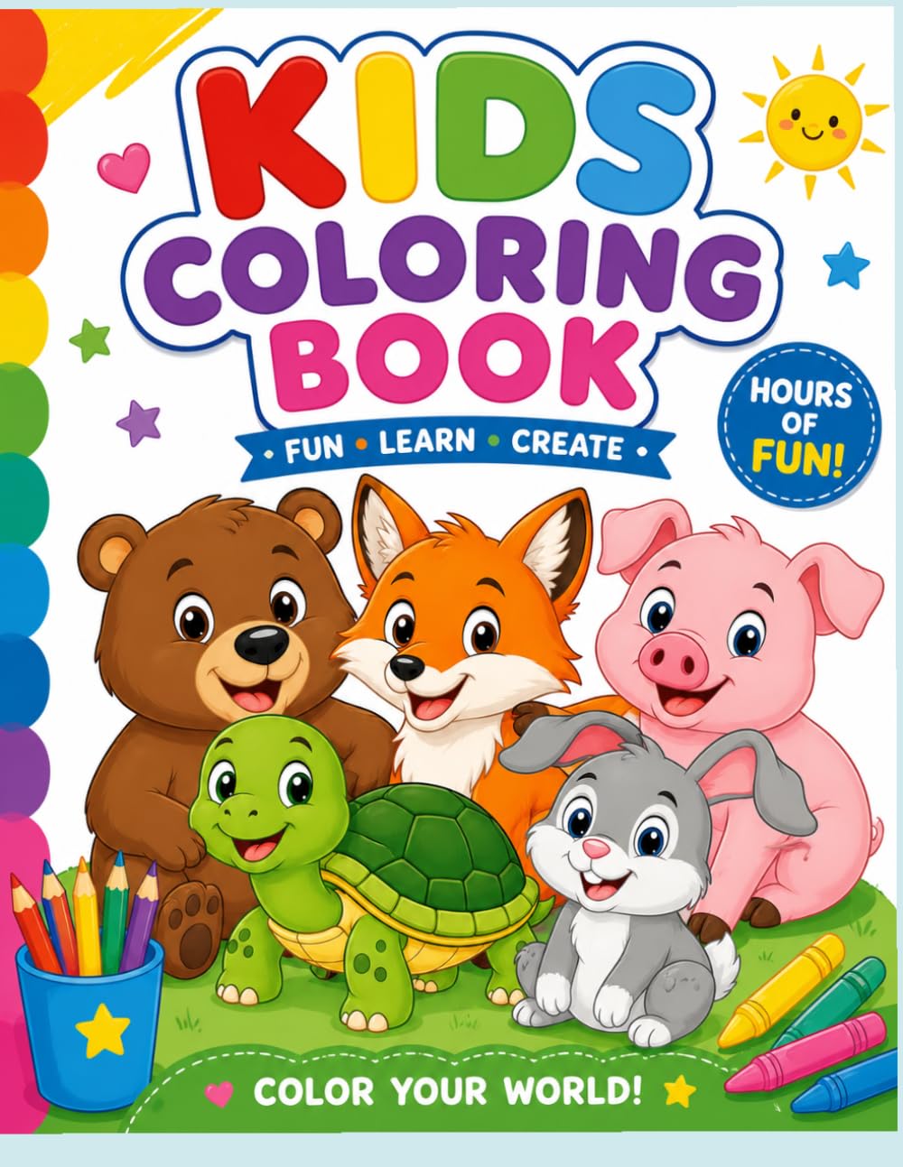 Cute Animals Coloring Book for Kids Ages 2–6: Fun and Easy Animal Coloring Pages for Toddlers and Preschoolers Featuring Farm Animals, Jungle Animals, Ocean Creatures, Forest Friends, and More