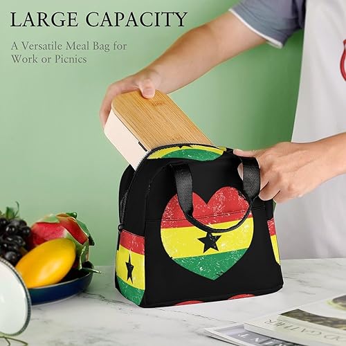 Miniatura 8 de Ghana Retro Heart Flag Lunch Box for Women Men Insulated Lunch Bag Reusable Lunch Tote Bag Lunch Container