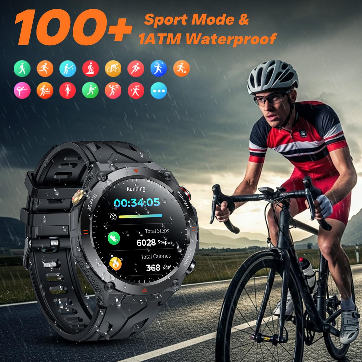 Orologio Smartwatch Uomo con GPS Sport: 1,45" Rotondo Orolog Intelligente con Chiamate Bluetooth Risposta Fitness Tracker 1ATM Impermeabile Monitoraggio Sonno 650mAH Batteria Compatibile iOS Android