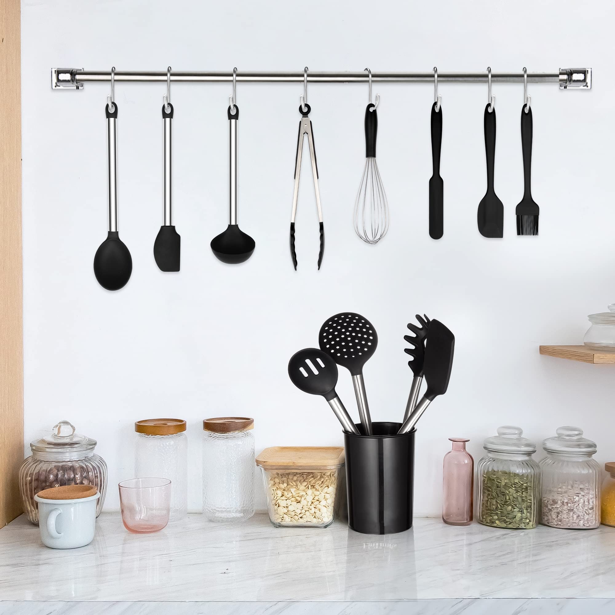 Set di utensili da cucina, set di utensili da cucina, set di spatole in silicone antiaderente, set di utensili essenziali da cucina