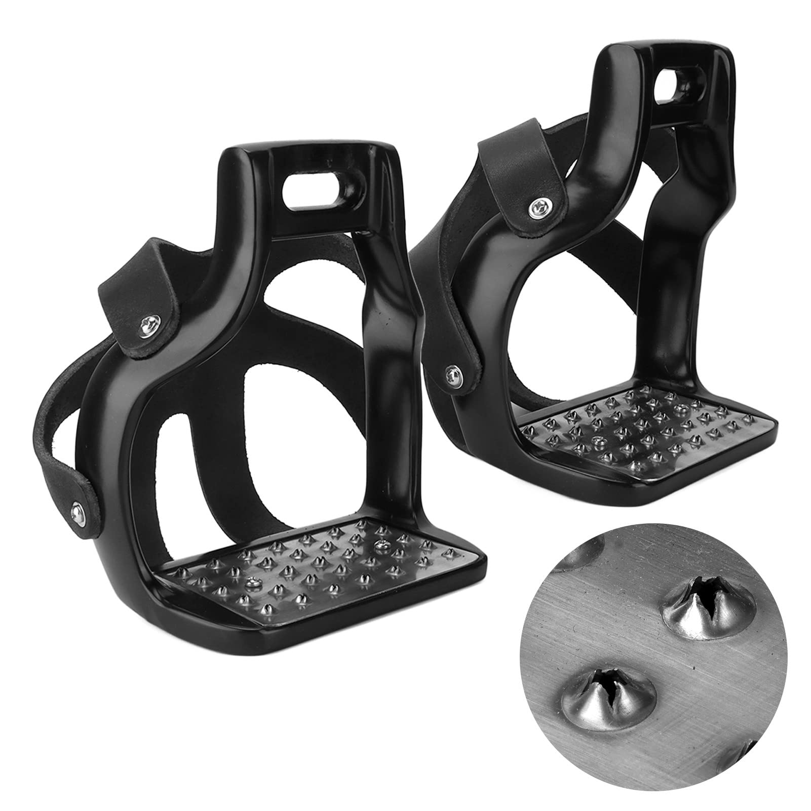 Estribos para Caballos, Material de Primera Calidad Resistencia Al Desgaste Pulido a Mano Estribos para Montar a Caballo Acero Inoxidable con Cubierta Protectora de Piel de Vaca para Jinetes