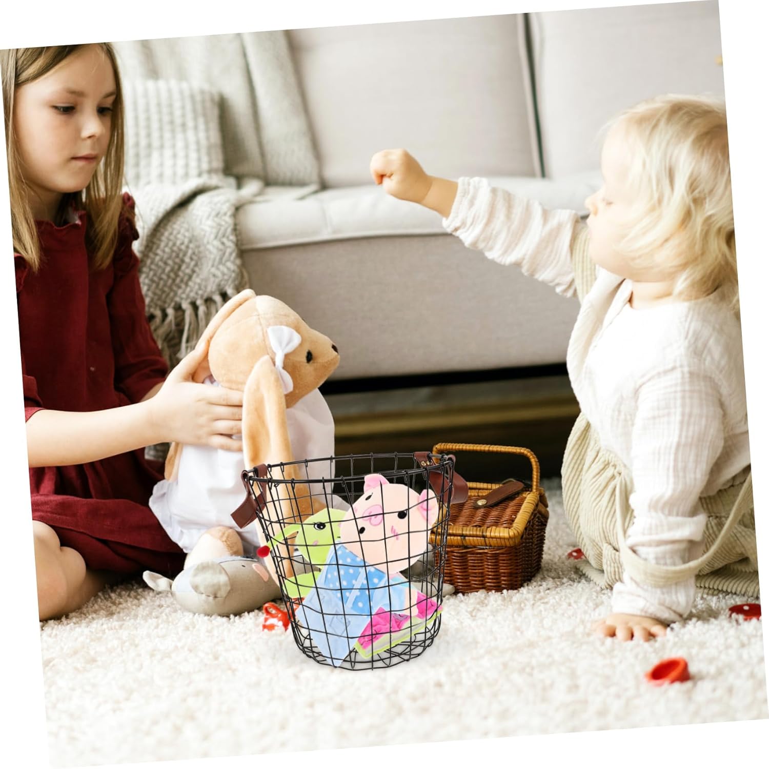 Metal Firewood Organizer Basket Stylish Iron Logging Holder for Fireplace Outdoor Use Large Capacity Firewood Storage Portable Handle Rustic Decor for Home Barbecue