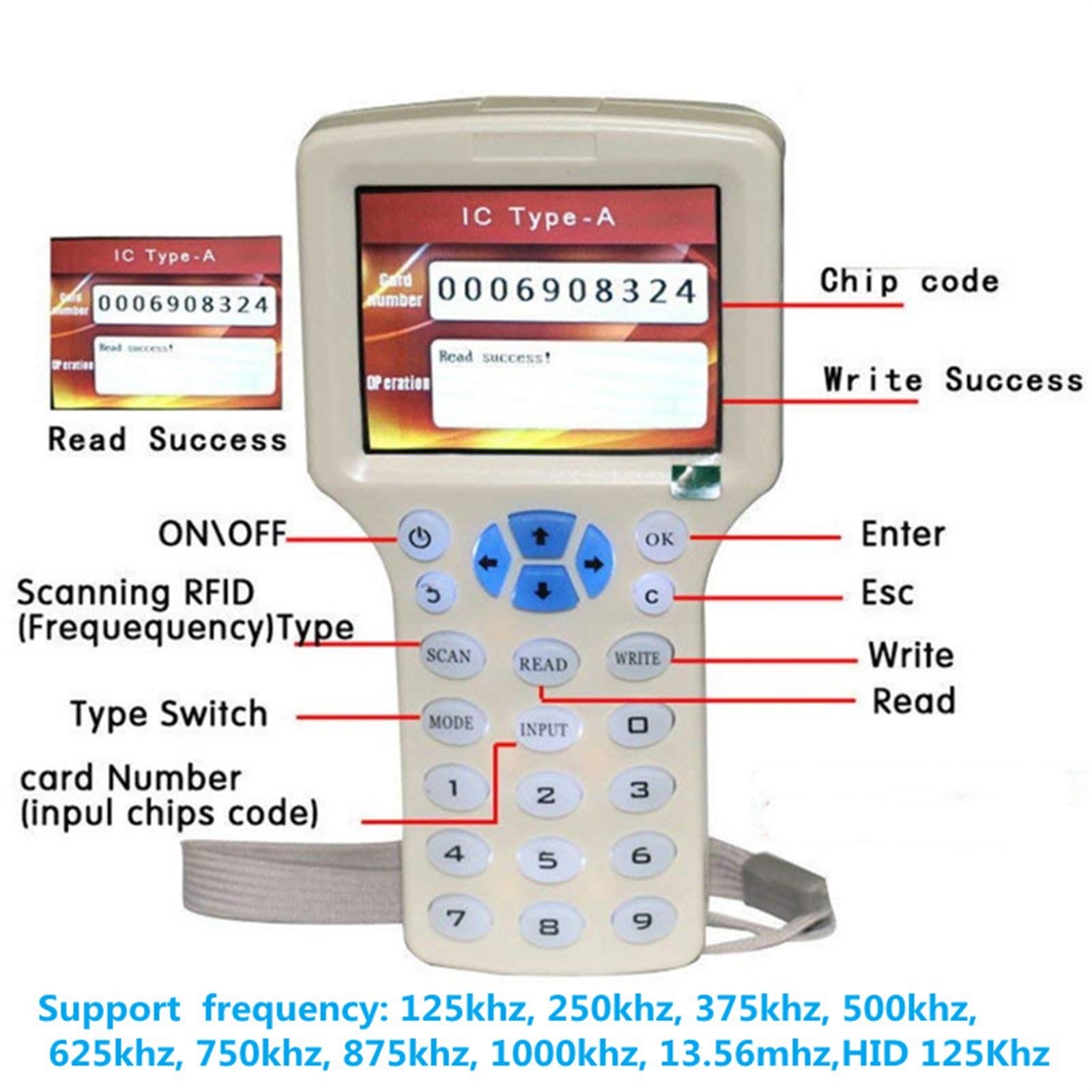 New English Replicator RFID Duplicator 13.56Mhz NFC Smart Chip Card Reader CUID/FUID Keychain Writer Encryption Crack Copier(Style a)