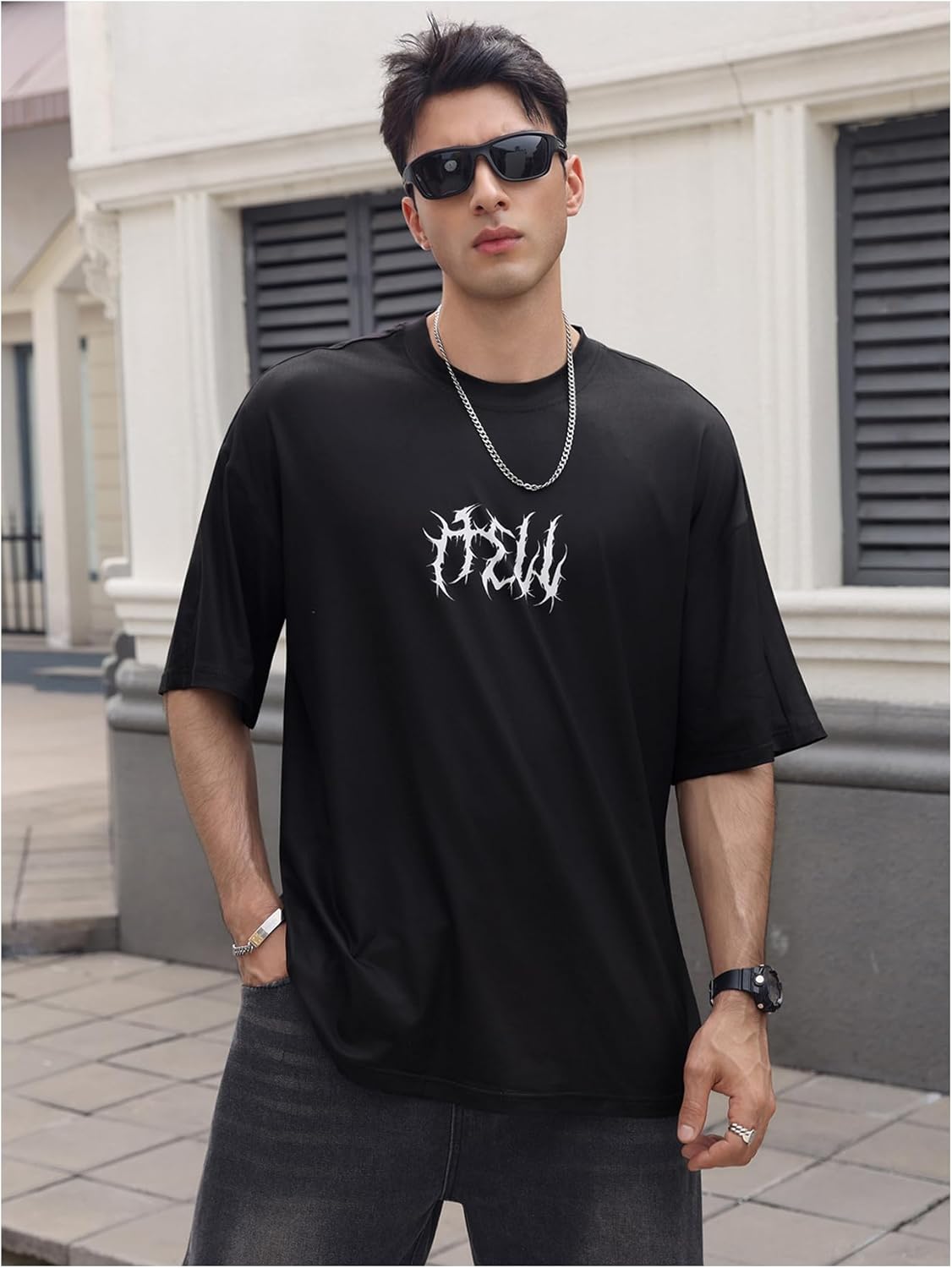 SOLY HUX Men's Gothic Crewneck T-Shirt Vintage Graphic Tees Short Sleeve Tops Streetwear - Image 3
