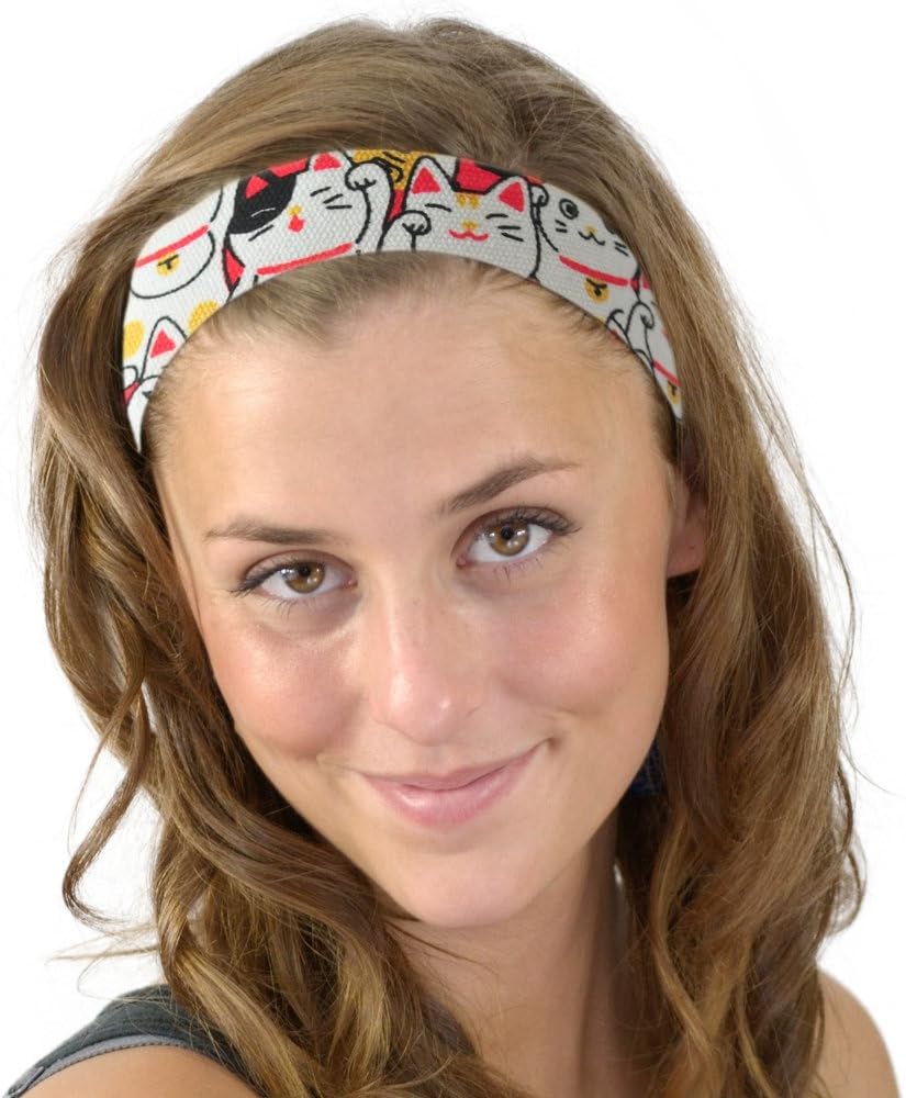 Classic White Maneki Neko Lucky Cat Soft Good Luck Headband Headwrap Hair Accessory Kawaii