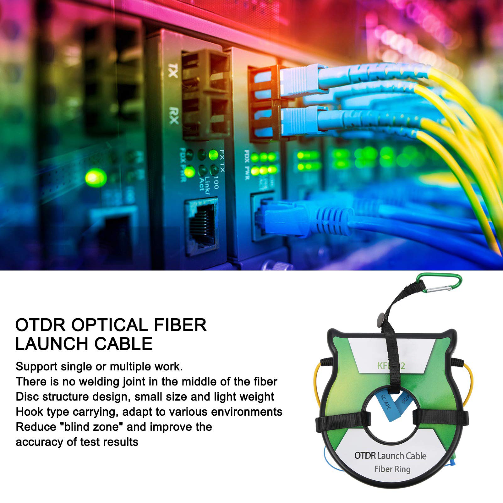 Câble de lancement de fibre OTDR 1 km, connecteur monomode 9/125 OS2 SC | Les connecteurs SC, 9/125 OS2, éliminent les zones mortes pour des tests précis.