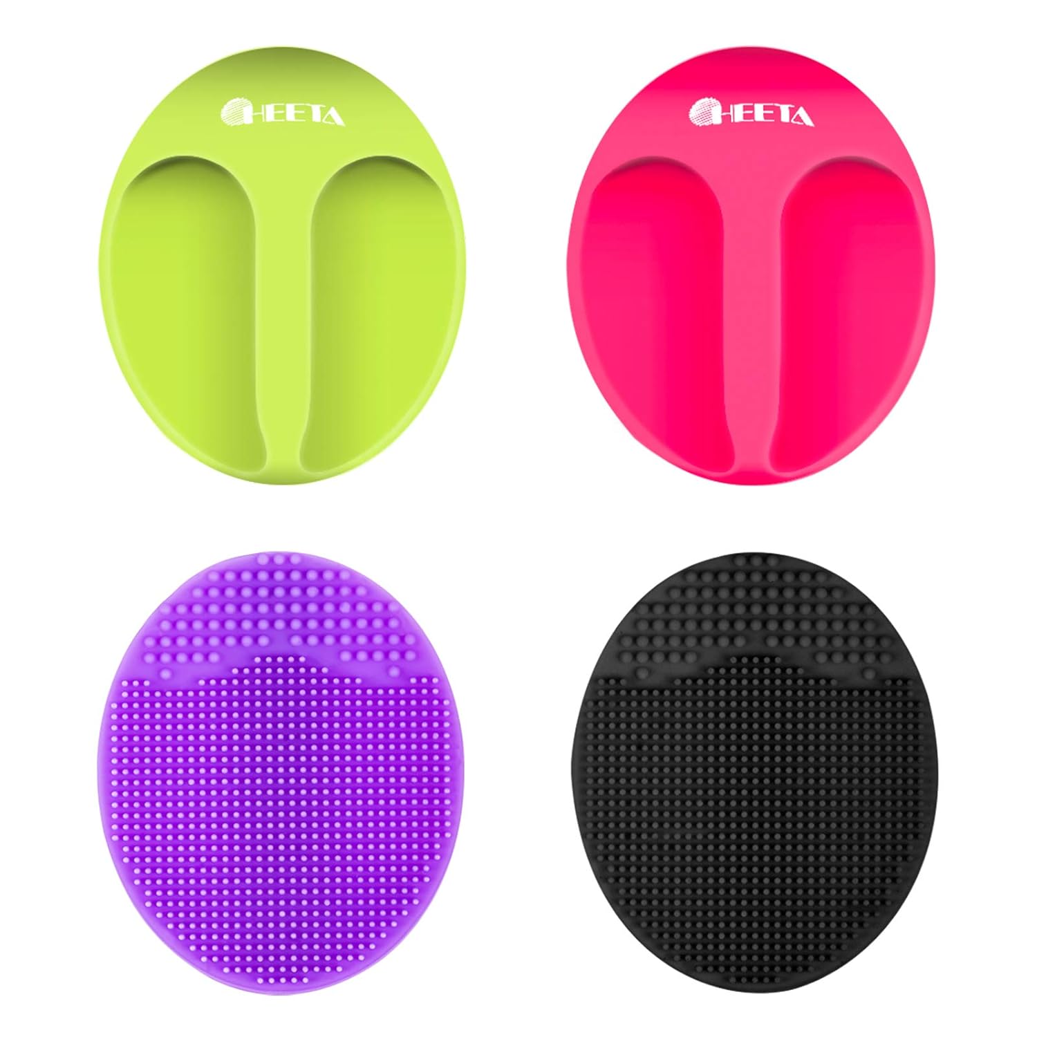 HEETA 4-Pack Soft Silicone Manual Facial Cleansing Brushes, Face Scrubber Cleanser Brush for Gently and Effectively Cleaning, Removing Blackheads and Massaging: Beauty