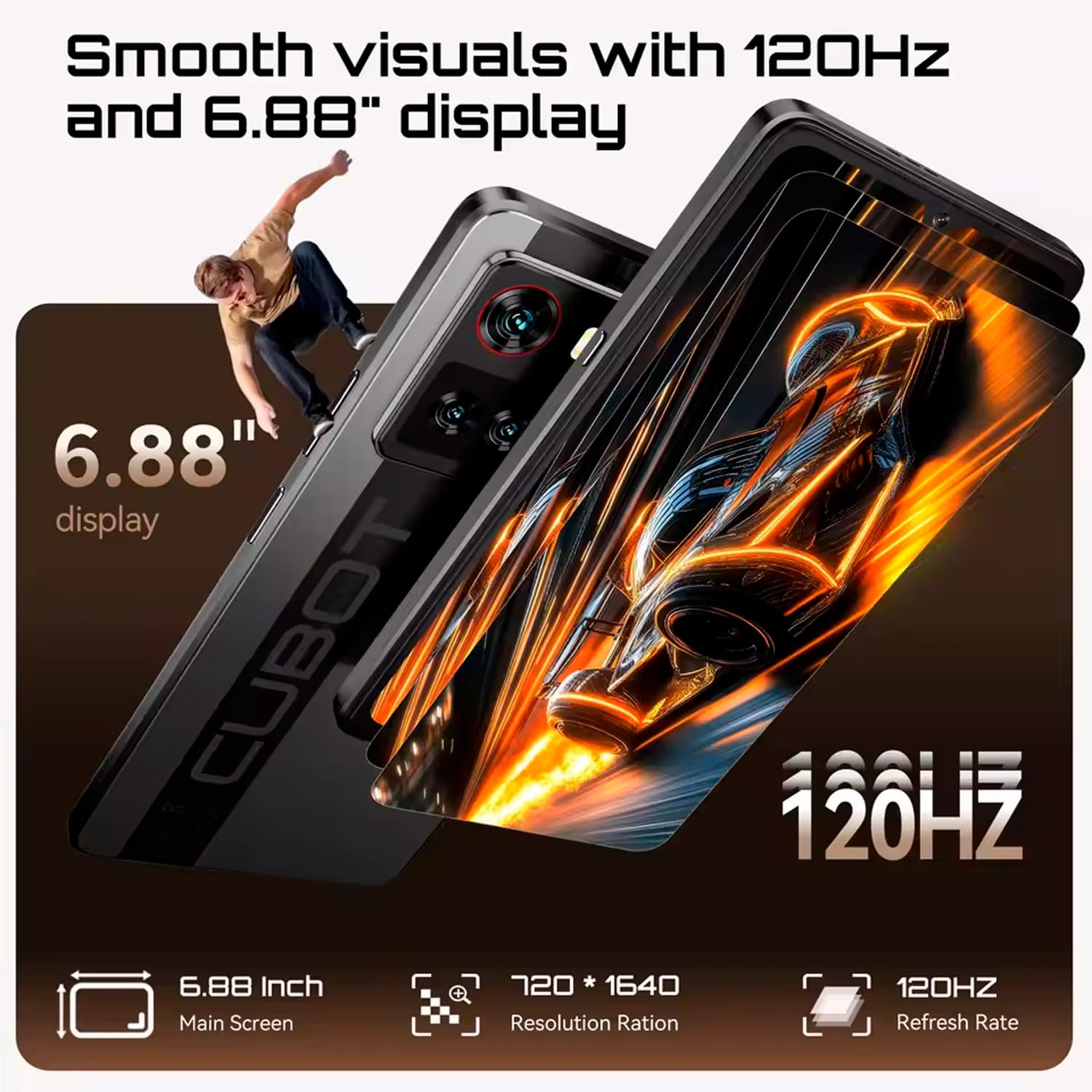 X100 5G - Smartfon 6.88" HD+ 120Hz, 16GB RAM (8GB+8GB Rozs.), 256GB ROM, Aparat 64MP, Android 15, Dimensity 7025, Czarny