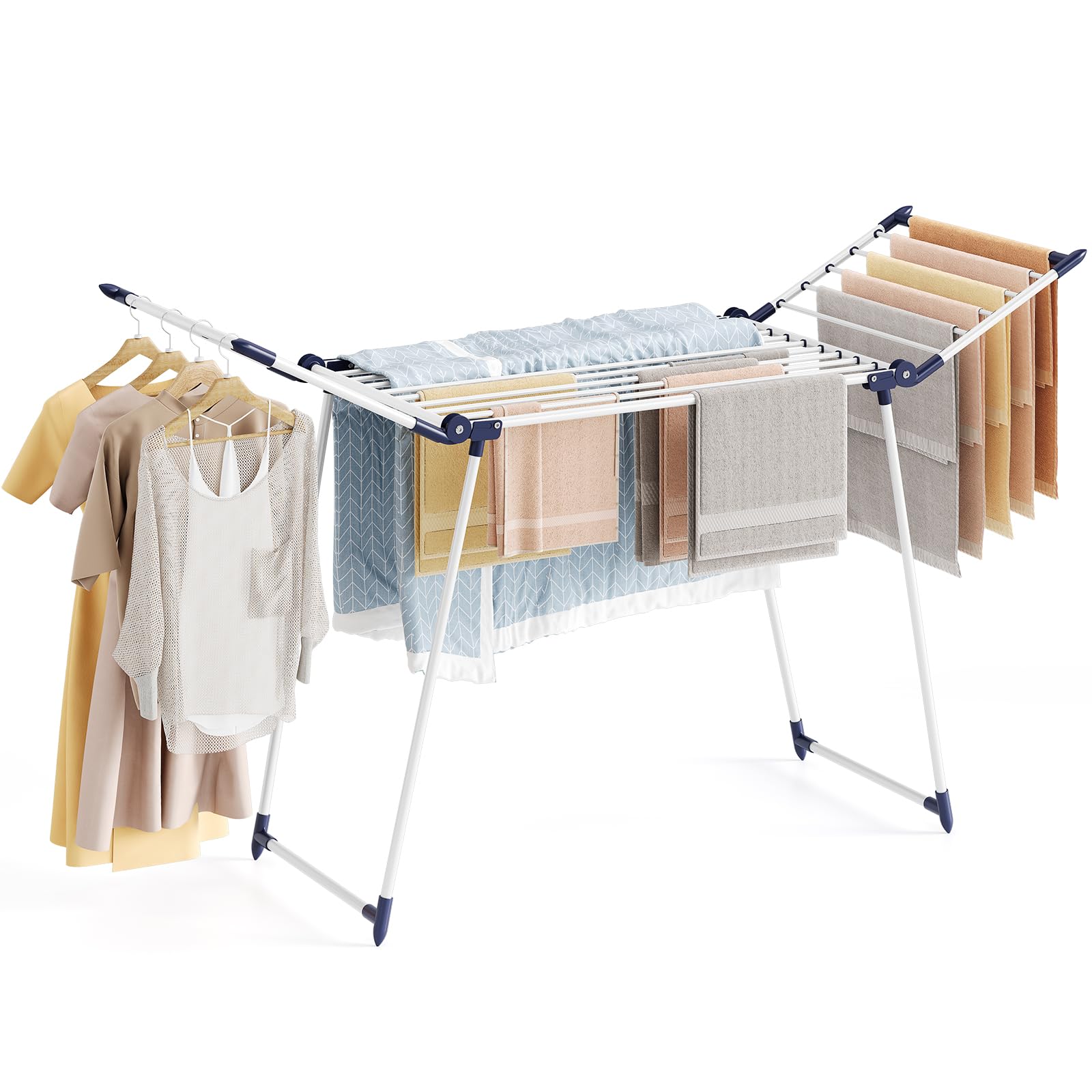 APEXCHASER Tendedero plegable para ropa de cama, suéter, toallas, 69 x 23.2 x 39.8 pulgadas, color blanco