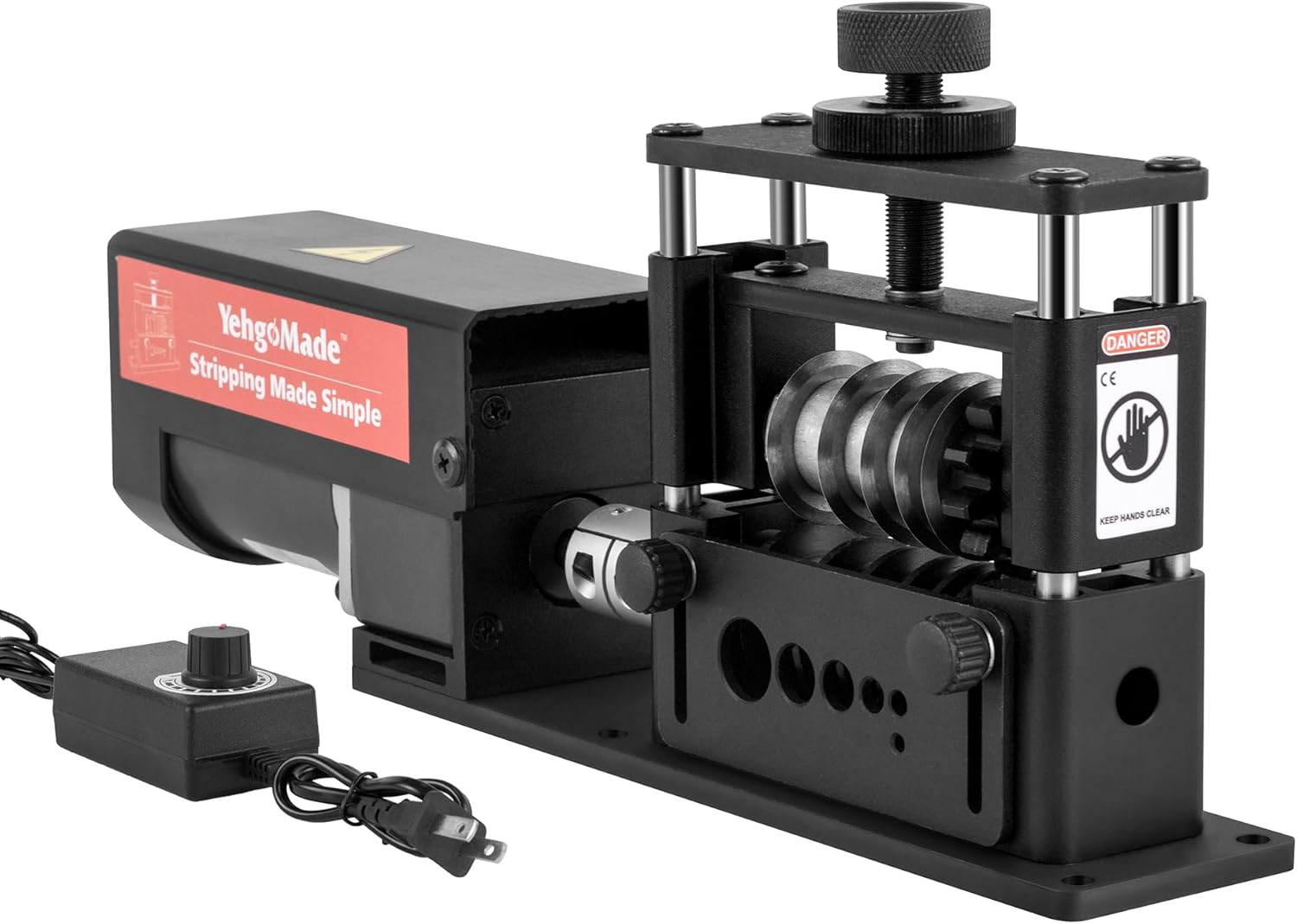 Electric Wire Stripper Machine with Enhanced Motor, High-Efficiency Cable Stripper with 6 Channels and 5 Carbide Blades for Fast Copper Wire Recycling, Compatible with 250 MCM–14 AWG