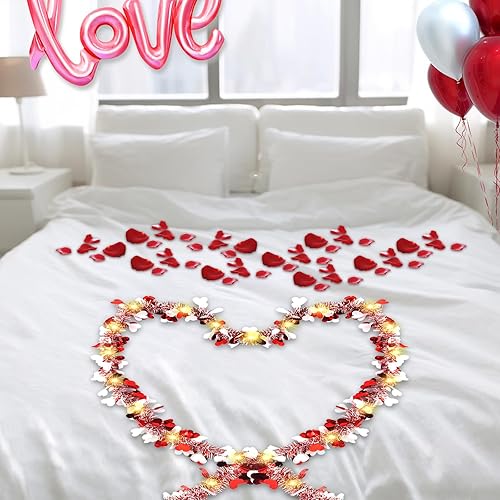 Miniatura 2 de YEXEXINM Guirnalda LED de oropel de corazón de San Valentín de 65.6 pies, guirnaldas de San Valentín con luces para bricolaje, chimenea, ventana,