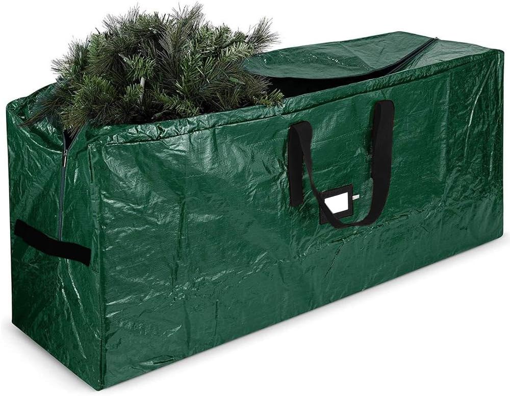 UMARDOO Christmas Tree Storage Bag - Xmas Tree Storage Container Stores Disassembled Artificial Christmas Tree,Durable Waterproof Zippered Bag with Carry Handles (Green, 65x15x30 in)