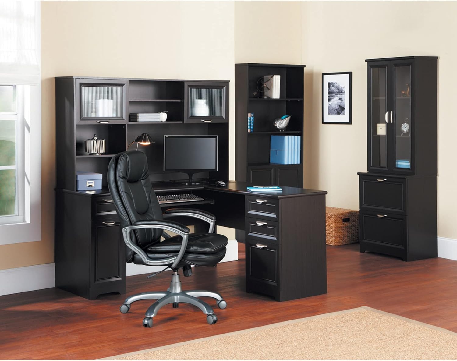 Realspace® Magellan 58"W Hutch For Corner Or L-Shaped Computer Desks, Espresso