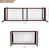 Vista 6 de Bonnlo Puerta independiente para perros, puerta de 37 a 68 pulgadas de ancho para chimenea, escaleras, puertas, valla ajustable de madera