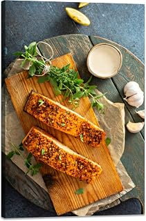Canvas Wall Art for Living Room Cedar plank roasted salmon Framed Prints Poster for Bedroom Bathroom Decor Painting Home Wall Artwork 20x30 Kitchen