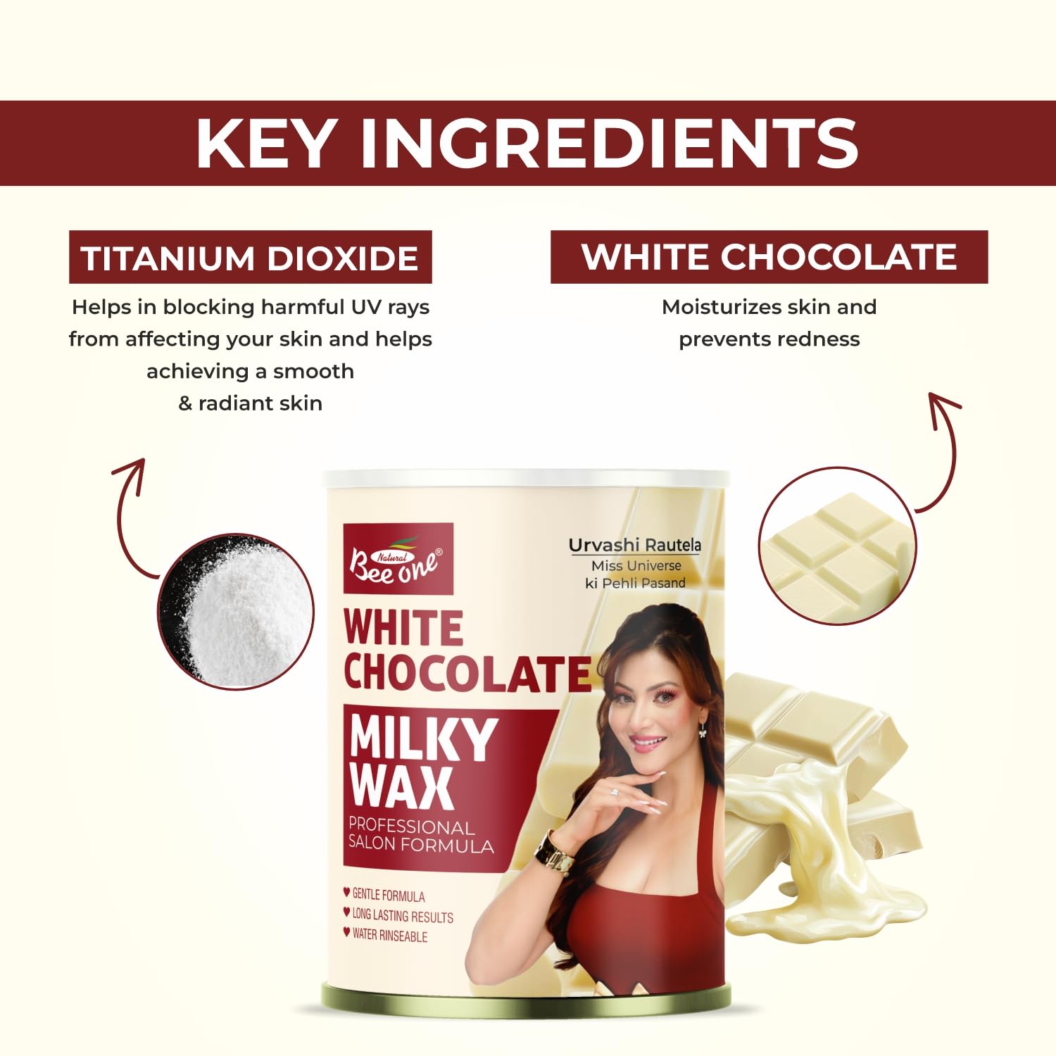 Bee One White Chocolate Milky Wax, 700ml, Unisex, Painless Hair Removal for Face,Upper Lips, Arms, Legs, Bikini Line & Full Body, Moisturizes, Prevents Redness, Leaves Skin Baby Soft & Glowing 2